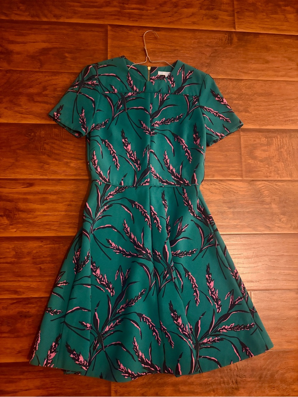 Draper James Teal Floral Midi Fit-and-Flare Dress